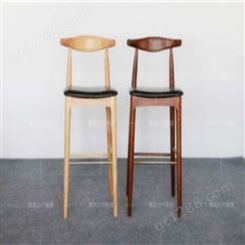 美式高脚餐椅 铁艺实木椅 西餐厅靠背吧椅子 咖啡厅桌椅组合