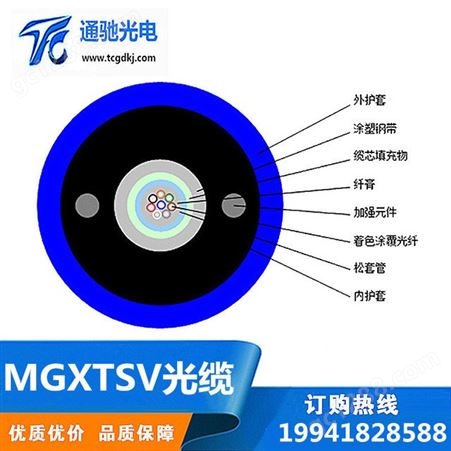 煤安认证12芯MGXTSV-12B1矿用蓝色阻燃护套光缆 架空管道防火防爆
