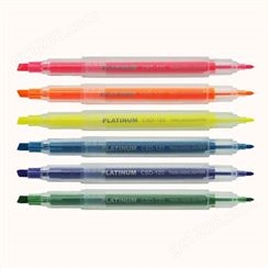 PLATINUM白金 CSD-120 双头荧光笔 标记笔 白荧光笔