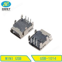 USB插座USB连接器MINI5P90度插件USB母座