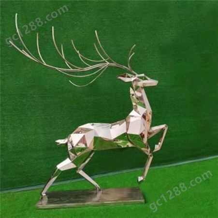 不锈钢雕塑 不锈钢鹿雕塑 切面鹿 抽象鹿镜面鹿
