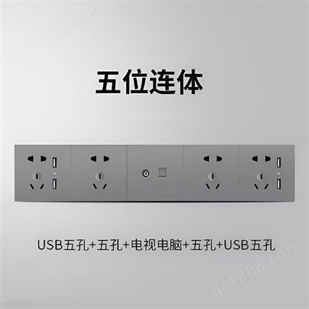 五孔带USB开关 一开单控开关供应销售 力口加 86型开关插座