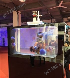 蓝晶亚克力屏幕水母缸方形海洋馆展览缸游乐园儿童