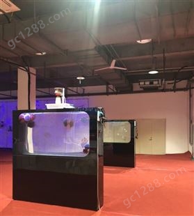 蓝晶亚克力屏幕水母缸方形海洋馆展览缸游乐园儿童