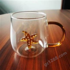 海星造型果汁杯   玻璃奶茶杯  冷水杯   家用水杯  玻璃马克杯