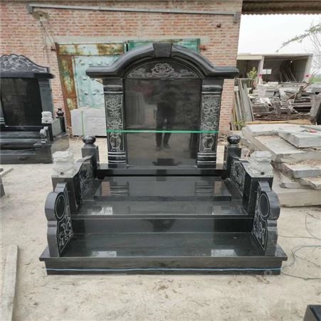 万象石业定做中国黑墓碑 保定黑石材墓碑 花岗岩墓碑
