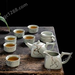 景德镇汝窑茶具套装 汝瓷开片家用陶瓷茶壶盖碗组合 办公室功夫茶具