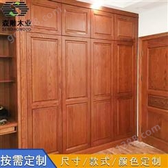 实木衣柜厂家现代简约中式家具 森雕主卧室家用对开门柜子简易橱柜