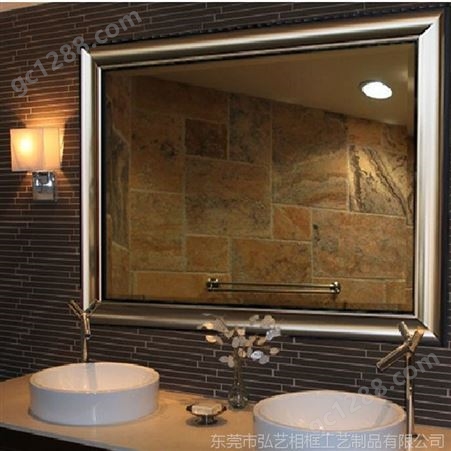 现代卫生间/酒店卫浴浴室镜子 长方欧式镜子 香槟色挂镜