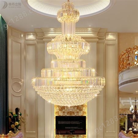 传统外贸水晶吊灯酒店宴会厅大型非标工程灯具定制
